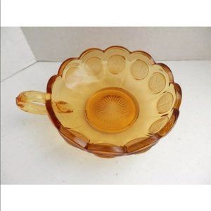 Amber Glass Coin Dot Handled Dish Eagle